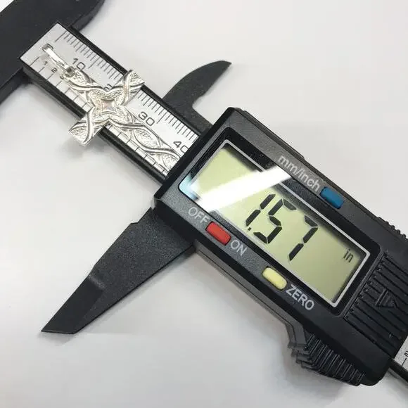 Vintage Italy 925 Sterling Silver Cross Necklace Pendant Pebbled Textured Star - Picture 4 of 9